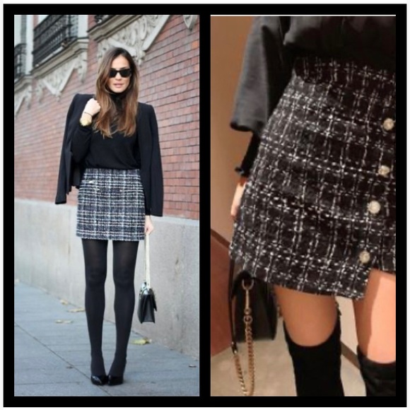 Black/white tweed wrap skirt - Picture 3 of 6